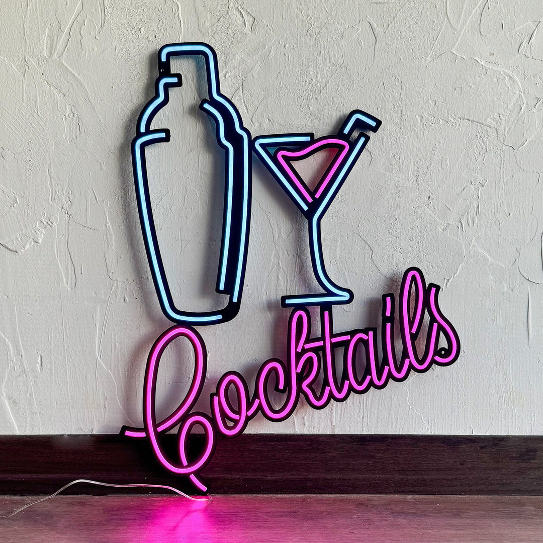 Shaker and Cocktails - Neon Wall Art, | Hoagard