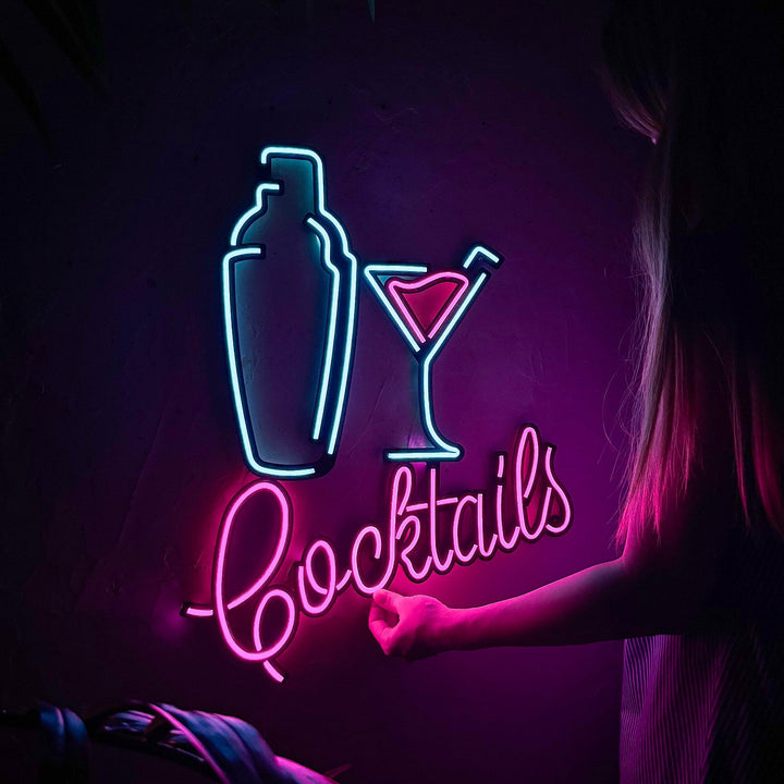 Shaker and Cocktails - Neon Wall Art, Without Remote Control | Hoagard