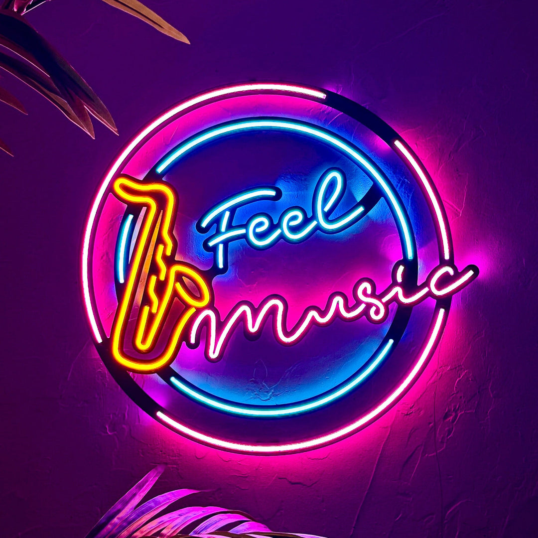 Feel Music - Neon Wall Art, | Hoagard.co