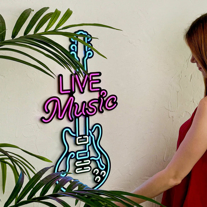 Live Music Guitar - Neon Wall Art, | Hoagard.co