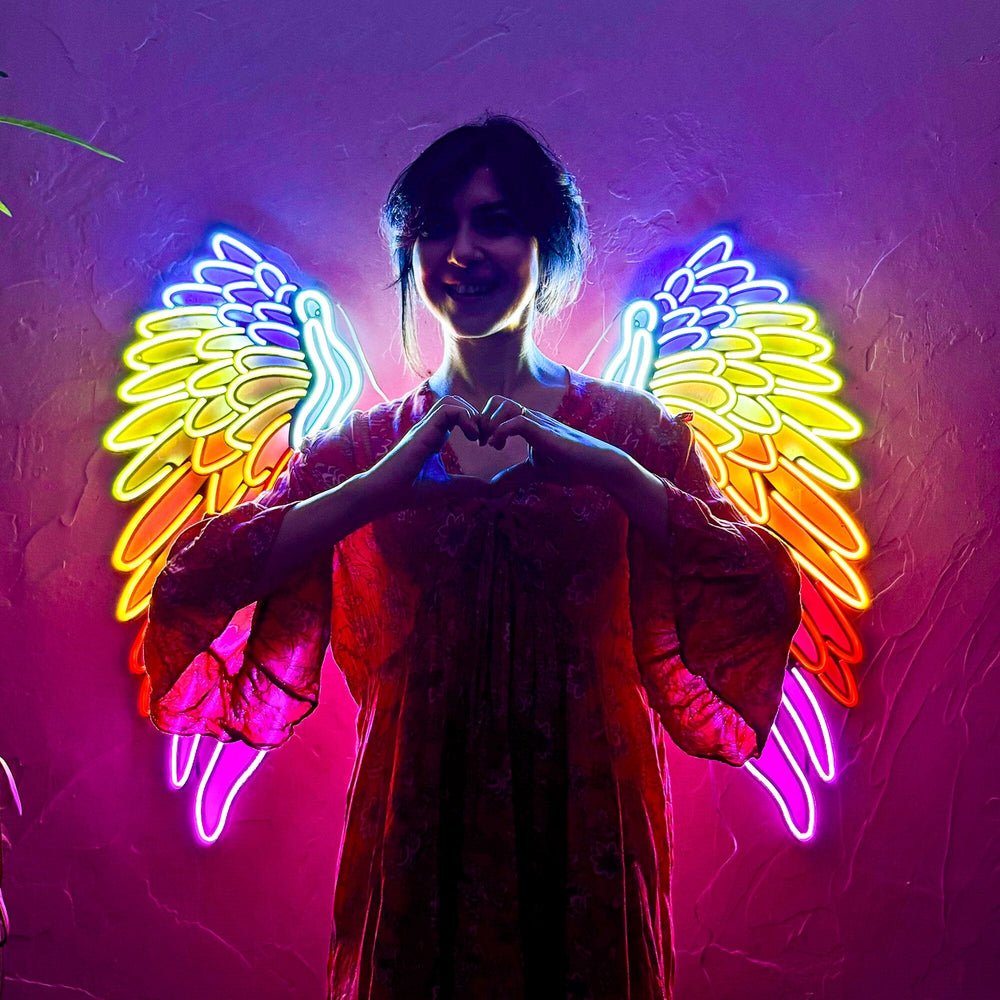 Neon Wings Colorful - Neon Wall Art, | Hoagard.co