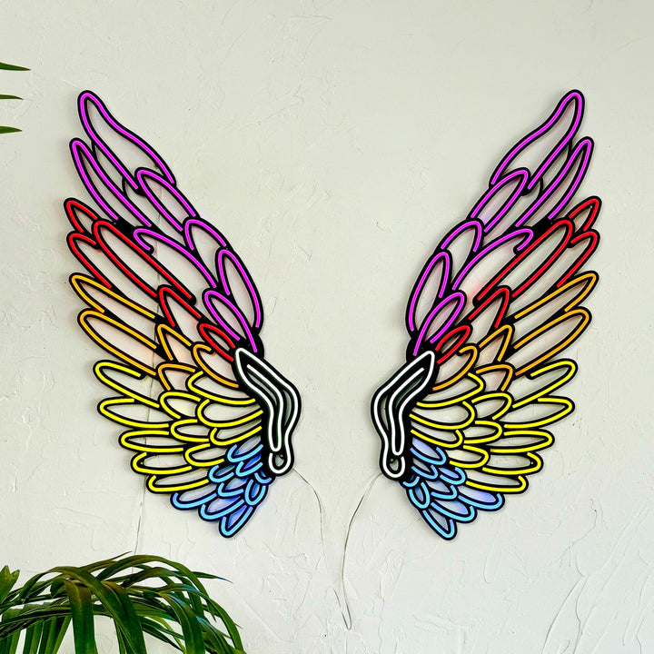 Neon Wings Colorful - Neon Wall Art, | Hoagard.co