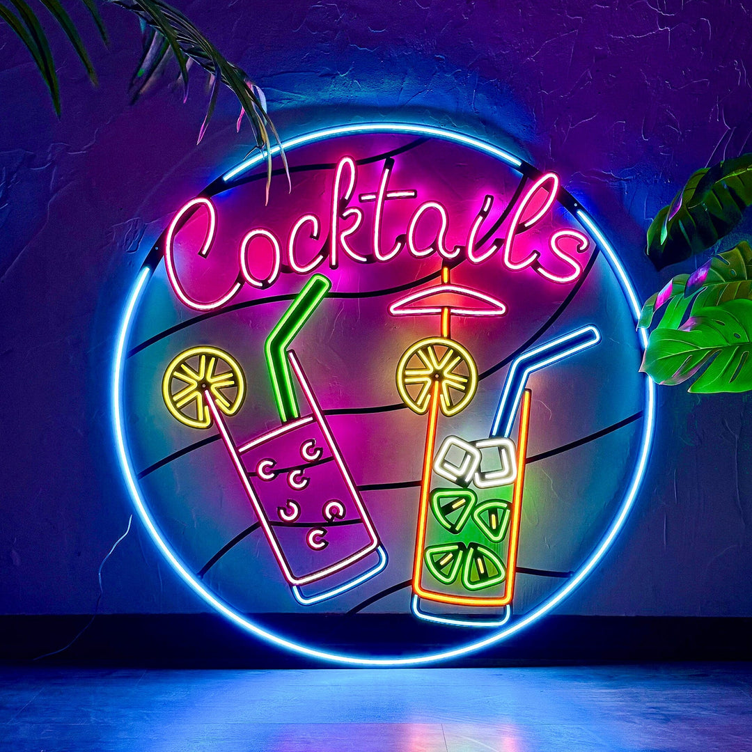 Cocktails - Neon Wall Art, Without Remote Control | Hoagard.co