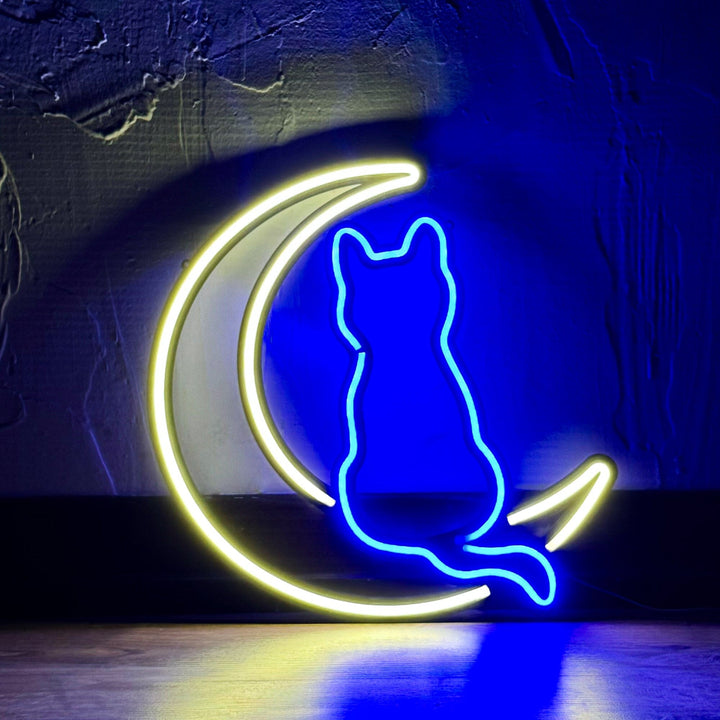 Luna - Neon Wall Art, Day Light & Blue Without Remote Control | Hoagard.co