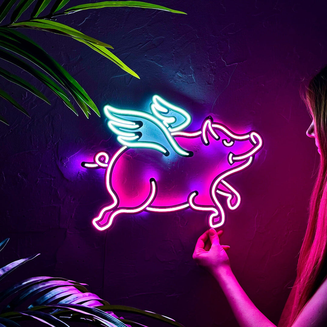 Piggy - Neon Wall Art, Without Remote Control | Hoagard.co