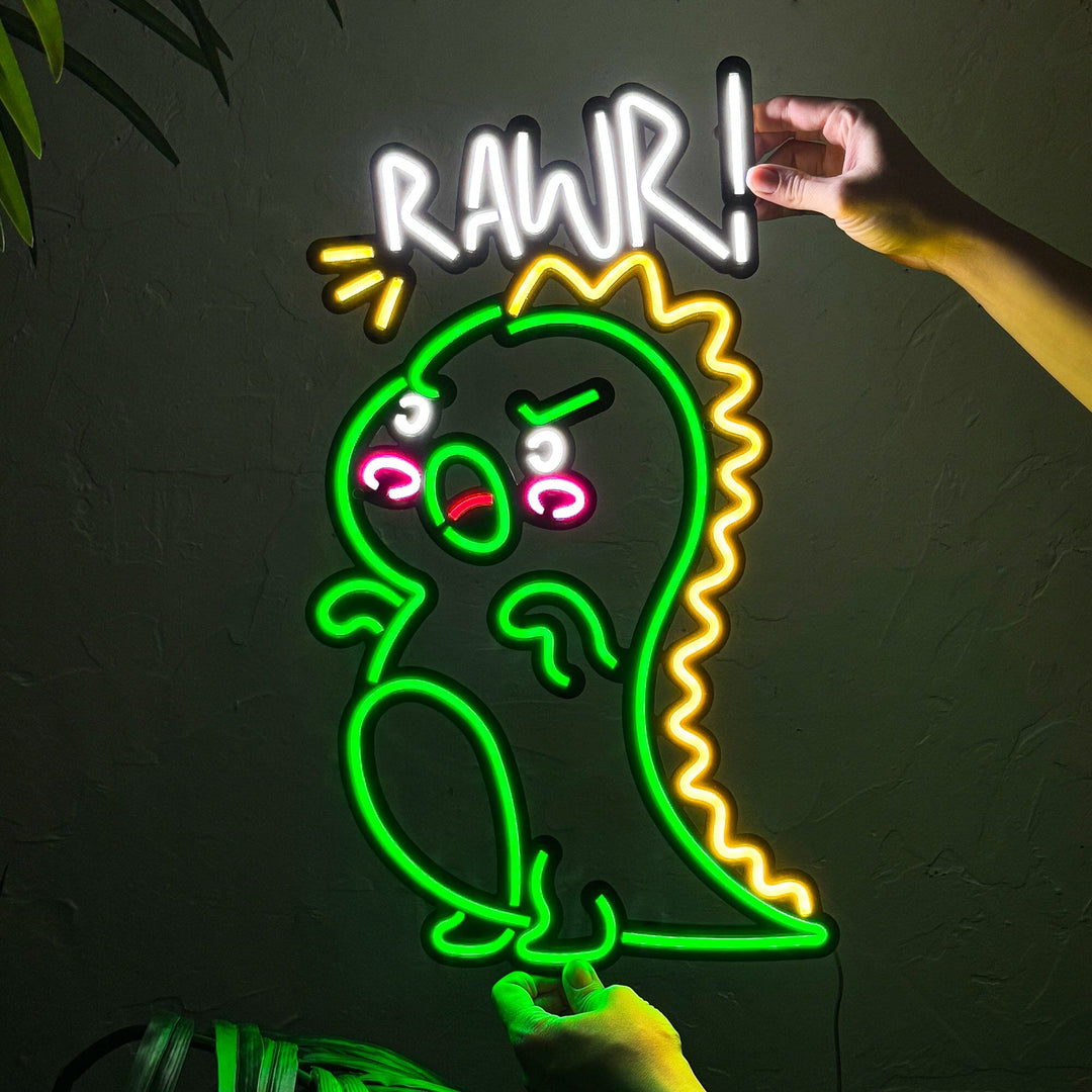 Dino - Neon Wall Art, Without Remote Control | Hoagard.co