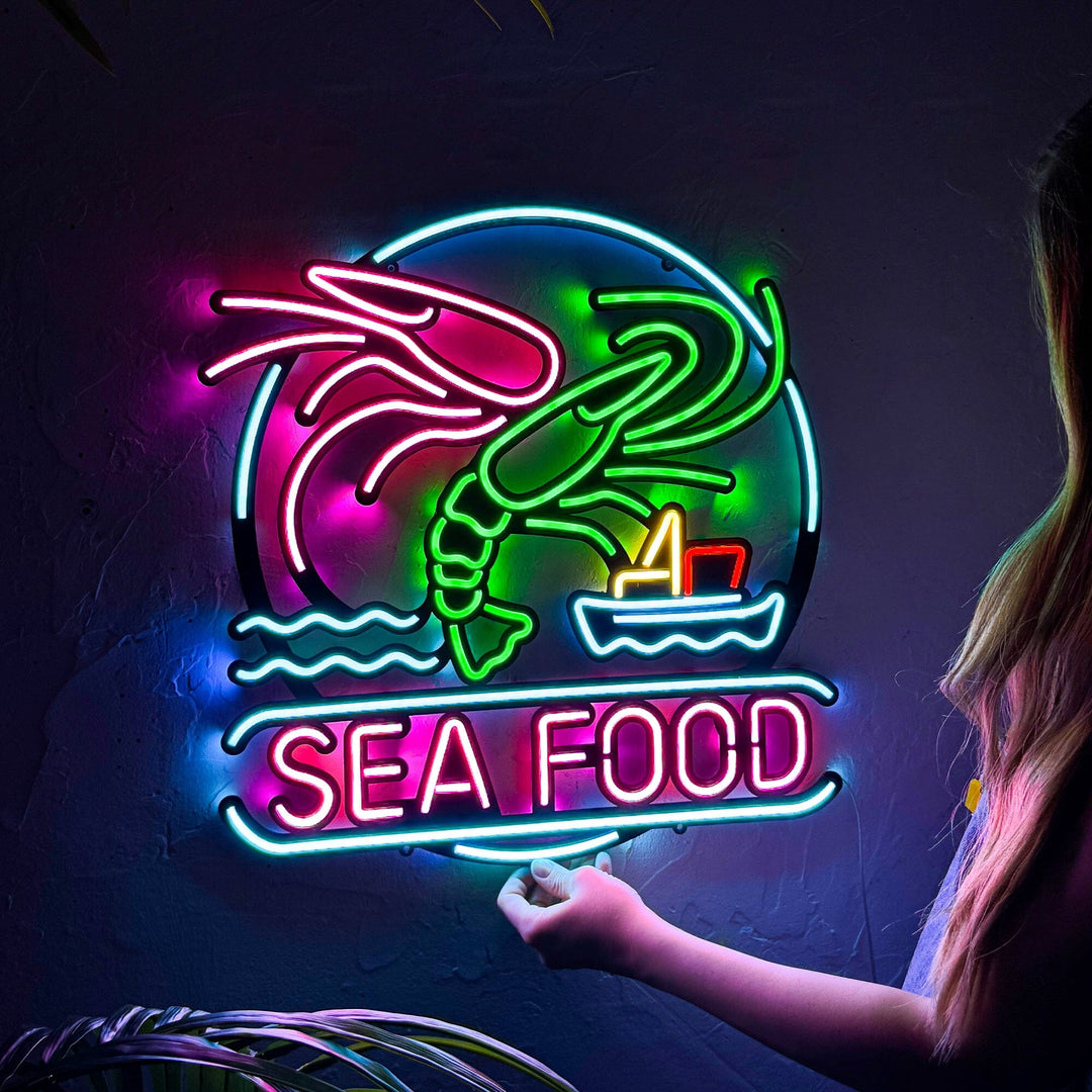 Sea Food - Neon Wall Art, | Hoagard.co