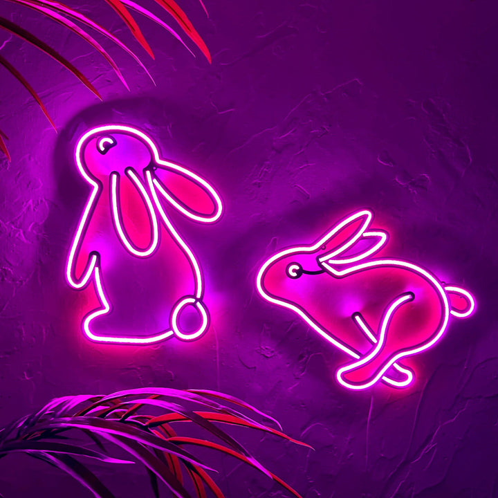 Rabbit 1 - Neon Wall Art, | Hoagard